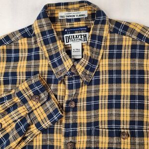 Duluth Trading Co MagnaReady Tech Flannel Shirt Men XLT Free Swingin Long Sleeve